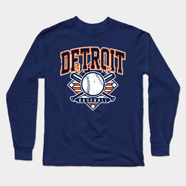 Vintage Detroit Baseball Long Sleeve T-Shirt by funandgames